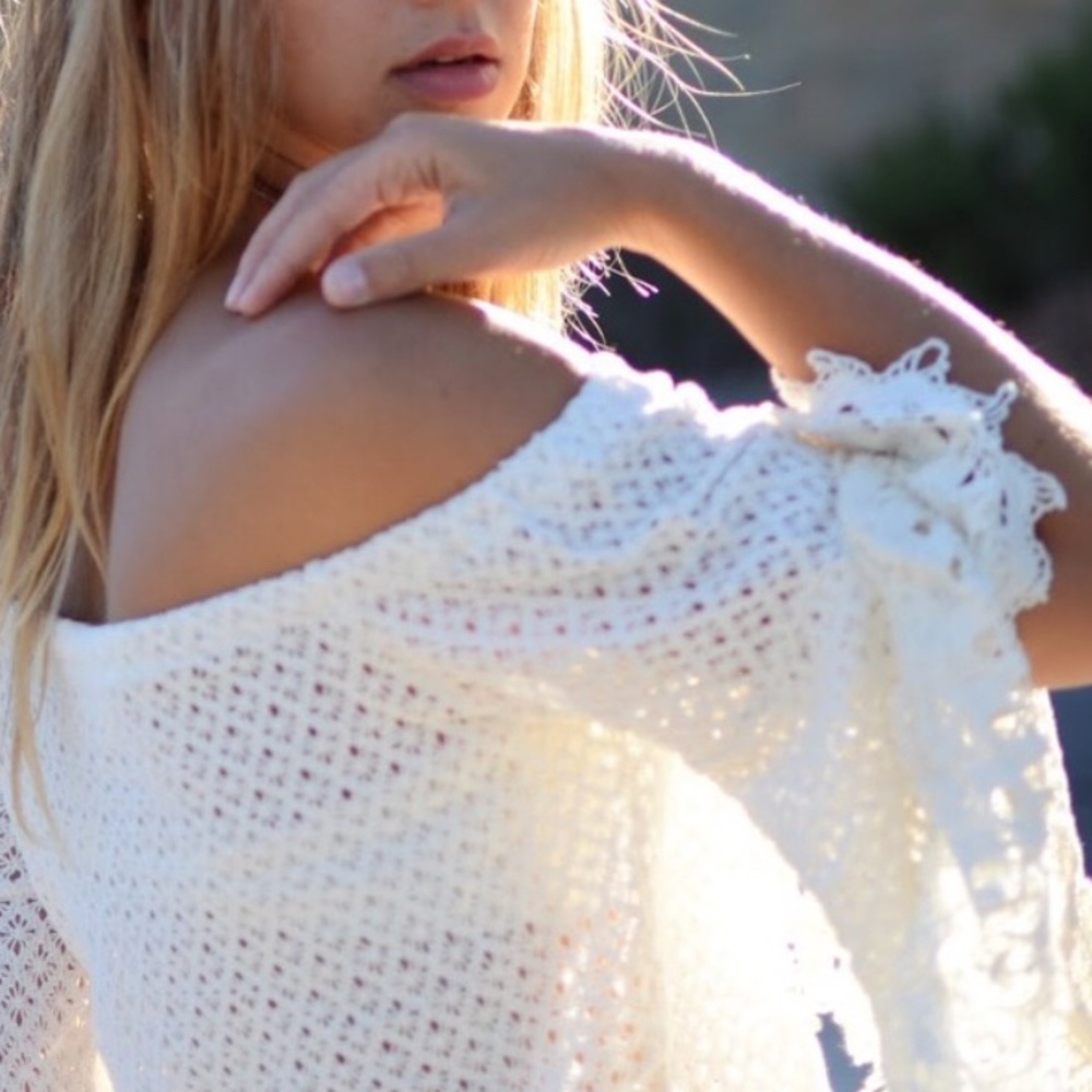 Enchanting Jen’s Pirate Booty for Free People Crochet White Top NWT - Picture 7 of 16